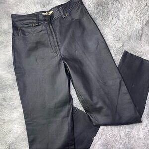 Wilda New York Black Genuine Leather Pants High Rise Size 10